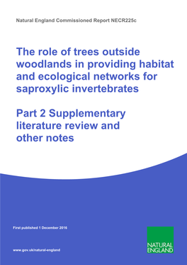 The Role of Trees Outside Woodlands in Providing Habitat and Ecological Networks for Saproxylic Invertebrates