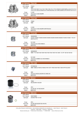 Cód. Fabricante: TT03.07.001 Cód. Interno Cód. Original I70615