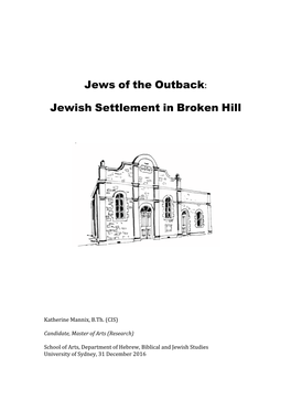Jews of the Outback: Jewish Settlement in Broken Hill Abstract