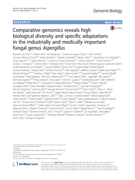 Comparative Genomics Reveals High Biological Diversity and Specific Adaptations in the Industrially and Medically Important Fungal Genus Aspergillus Ronald P