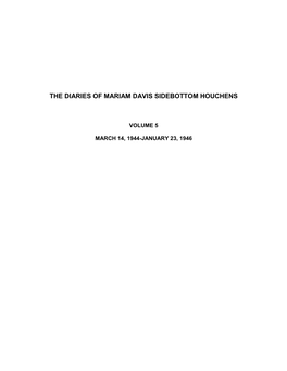 The Diaries of Mariam Davis Sidebottom Houchens