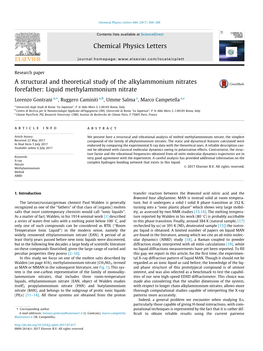 Liquid Methylammonium Nitrate ⇑ Lorenzo Gontrani A, , Ruggero Caminiti A,B, Umme Salma A, Marco Campetella A,C a Università Degli Studi Di Roma ‘‘La Sapienza”, P