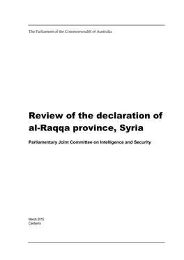 Review of the Declaration of Al-Raqqa Province, Syria