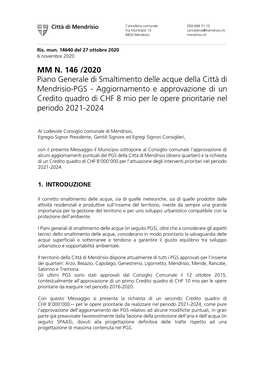 MM N. 146 /2020 Piano Generale Di Smaltimento Delle Acque Della Città