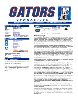 MEET INFORMATION GATOR SOCIAL DID YOU KNOW? MEET 9 UNIVERSITY PARK, PA. What's Happening?
