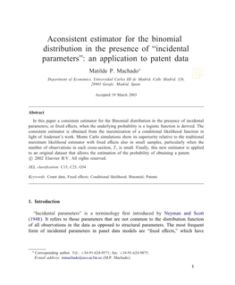 A Consistent Estimator for the Binomial Distribution in the Presence Of