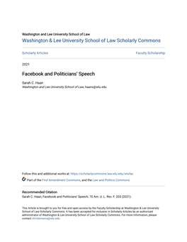 Facebook and Politicians' Speech