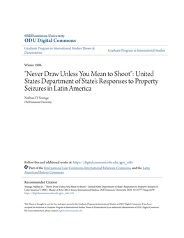 United States Department of State's Responses to Property Seizures in Latin America Nathan D