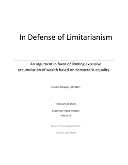 In Defense of Limitarianism