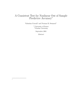 A Consistent Test for Nonlinear out of Sample Predictive Accuracy∗