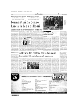 Formentini Ha Deciso Lascia La Lega Di Bossi