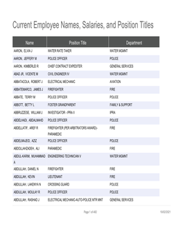 Current Employee Names, Salaries, and Position Titles