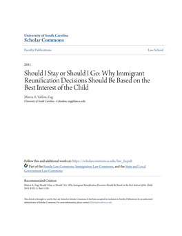 Why Immigrant Reunification Decisions Should Be Based on the Best Interest of the Child Marcia A