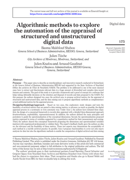 Algorithmic Methods to Explore the Automation of the Appraisal Of