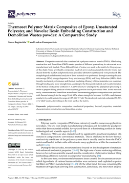 Thermoset Polymer Matrix Composites of Epoxy, Unsaturated Polyester, and Novolac Resin Embedding Construction and Demolition Wastes Powder: a Comparative Study