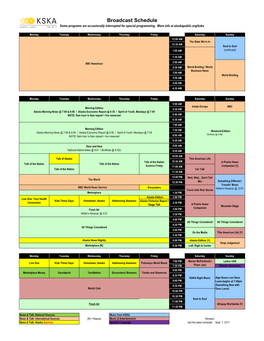 C-2011Octoberkska Program Schedule