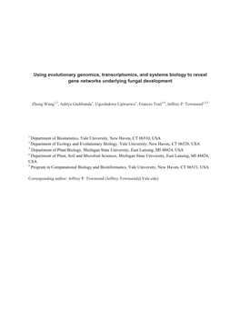 Using Evolutionary Genomics, Transcriptomics, and Systems Biology to Reveal Gene Networks Underlying Fungal Development