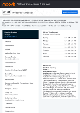 18D Bus Time Schedule & Line Route