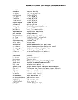Impartiality Seminar on Economics Reporting - Attendees