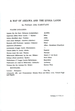 A MAP of ARZAWA and the LUGGA LANDS by Professor John GARSTANG