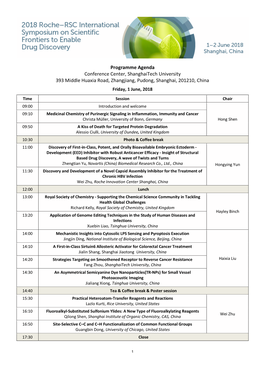 Programme Agenda Conference Center, Shanghaitech University 393 Middle Huaxia Road, Zhangjiang, Pudong, Shanghai, 201210, China Friday, 1 June, 2018