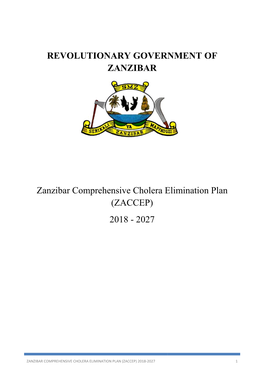 Zanzibar Comprehensive Cholera Elimination Plan (Zaccep) 2018-2027 1