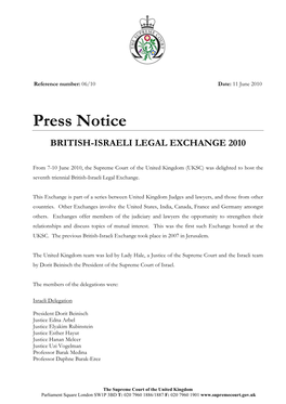 British-Israeli Legal Exchange 2010 (PDF)