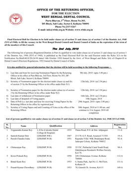 Final Electoral Roll for Election-2018 U/S 21(A)