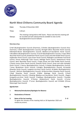 (Public Pack)Agenda Document for North West Chilterns Community