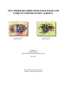 New Spider Records from Four Wildland Parks in Northeastern Alberta