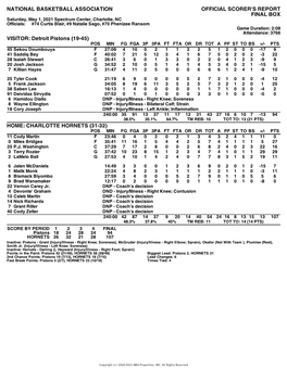 Box Score Pistons