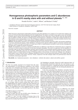 Homogeneous Photospheric Parameters and C Abundances in G