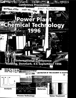 Power Plant Chemical Technology 1996