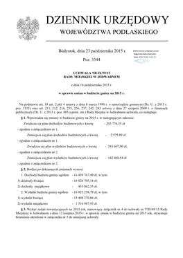 Uchwała Nr IX/59/15 Z Dnia 16 Października 2015 R