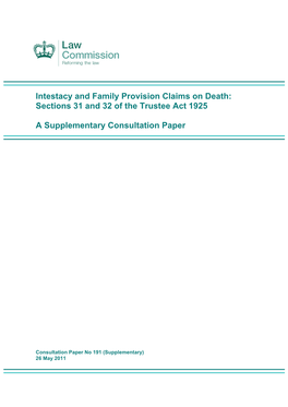 Intestacy and Family Provision Claims on Death: Sections 31 and 32 of the Trustee Act 1925