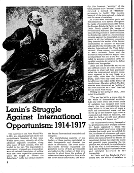 Lenin's Struggle Against International Opportunism: 1914-1917