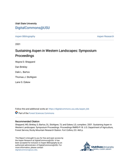 Sustaining Aspen in Western Landscapes: Symposium Proceedings