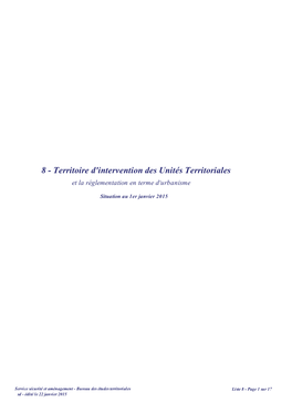 Territoire D'intervention Des Unités Territoriales Et La Réglementation En Terme D 'Urbanisme