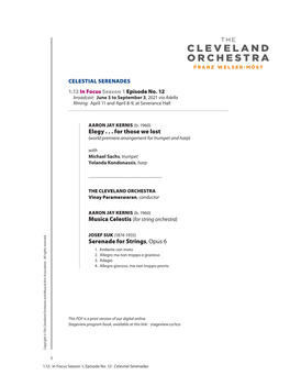 Stageview Program Book, Available at This Link: Stageview.Co/Tco Copyright © the Cleveland Orchestra and Musical Arts Association