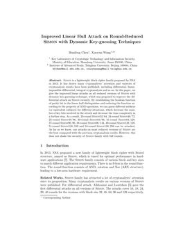 Improved Linear Hull Attack on Round-Reduced Simon with Dynamic Key-Guessing Techniques