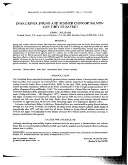 Snake River Spring and Summer Chinook Salmon: Can They Be Saved?