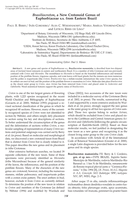 Brasiliocroton, a New Crotonoid Genus of Euphorbiaceaes. S. From