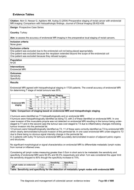 Evidence Tables