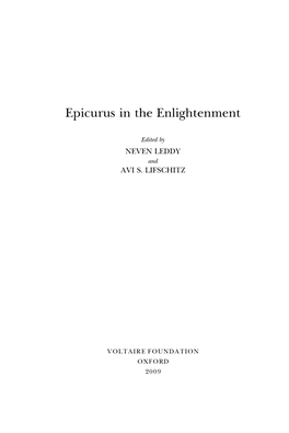 Epicurus in the Enlightenment