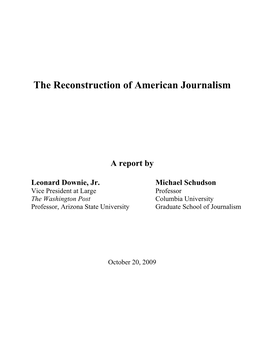 The Reconstruction of American Journalism