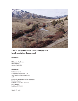 Shasta River Instream Flow Methods and Implementation Framework