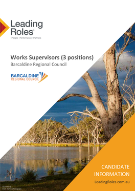 Works Supervisors (3 Positions) Barcaldine Regional Council