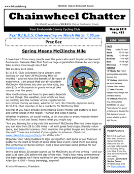Chainwheel Chatter the Monthly Newsletter of B.I.K.E.S