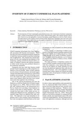 Overview of Current Commercial Paas Platforms