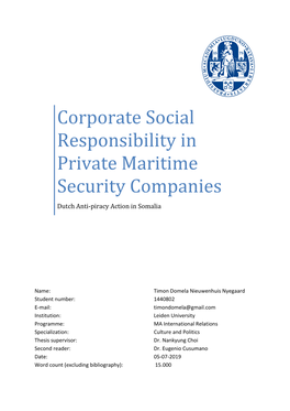 Corporate Social Responsibility in Private Maritime Security Companies